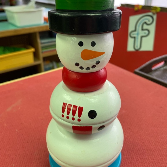 Stackable Snowman Toy - White, Red, Blue - Picture 3 of 3